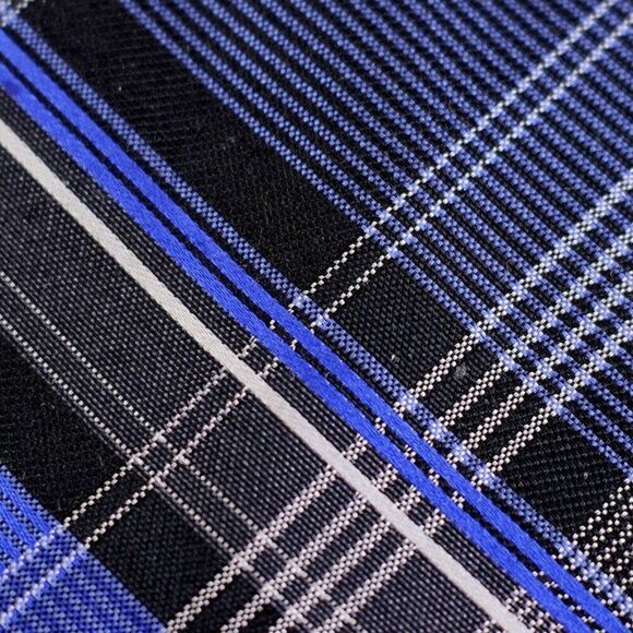 Michael Kors Blue Black Plaid Woven Silk Tie - Picture 2 of 7